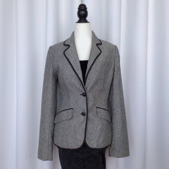 Women's H&M Herringbone Wool Tweed Blazer Jacket - Picture 1 of 10